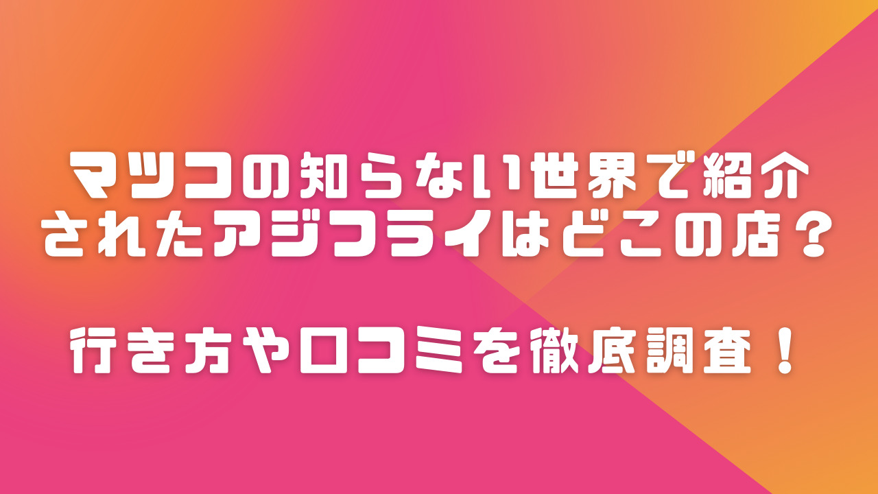 マツコの知らない世界で紹介されたアジフライはどこの店？行き方や口コミを徹底調査！